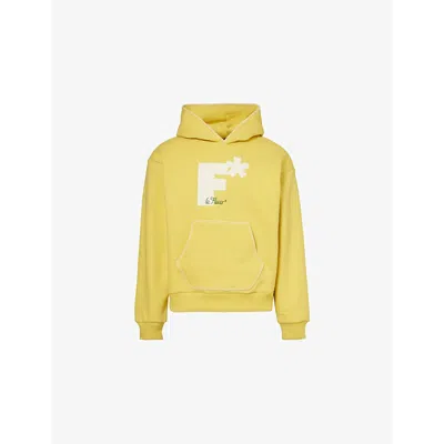 Golf Le Fleur Mens Kangaroo-pocket Brand-embroidered Cotton-jersey Hoody Yellow