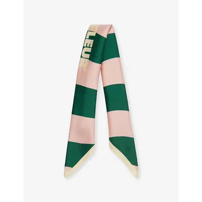 Golf Le Fleur Mens Wavy Stripe Square Silk Scarf Pink And Green