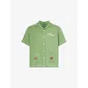 Golf Le Fleur Mens Green Petalers Embroidered Twill Shirt In Green