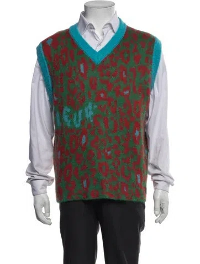 Pre-owned Golf Le Fleur Mohair Printed Sweater Vest In Red