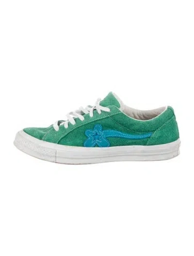 Pre-owned Golf Le Fleur Suede Graphic Print Sneakers In Green