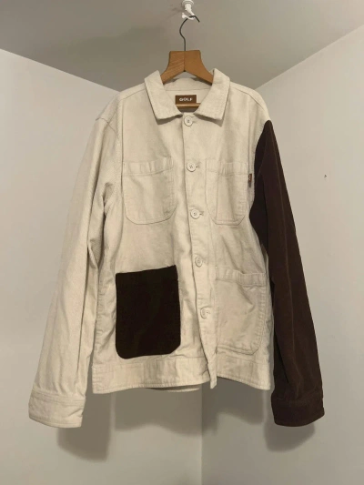 Pre-owned Golf Le Fleur X Golf Wang Contrast Corduroy Chore Jacket (repost) In Cream