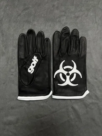 Pre-owned Golf Wang Golf Racing Hazard Leather Gloves Black Size M