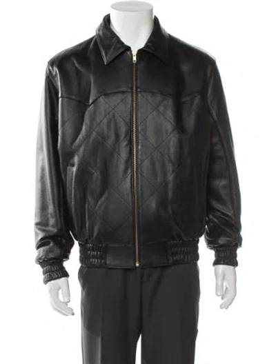 Pre-owned Golf Wang Lamb Leather Moto Jacket In Gray