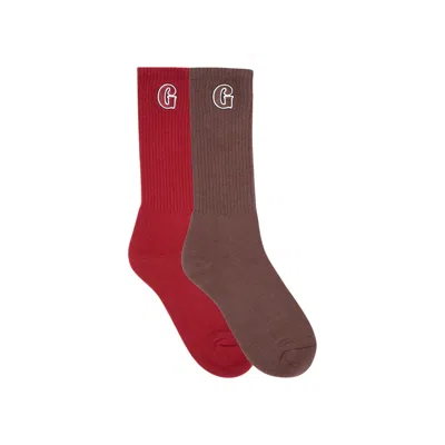 Pre-owned Golf Wang Monarch Socks (2 Pack) 'red/brown'