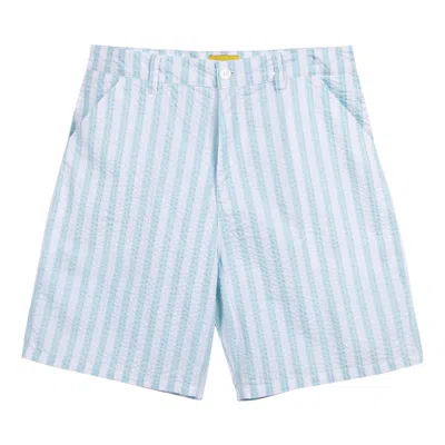 Pre-owned Golf Wang Wide Seersucker Carpenter Short 'blue Glow/white'
