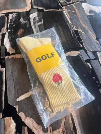 Pre-owned Golf Wang X Tyler The Creator Golf Yellow Strawberry Socks - Tyler The Creator