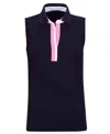 GOLFINO WOMEN'S DANCING ARGYLES SLEEVELESS POLO IN NAVY