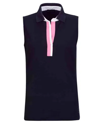 Golfino Women's Dancing Argyles Sleeveless Polo In Navy In Pink