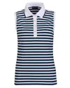 GOLFINO WOMEN'S SEA SALT STRIPED SLEEVELESS POLO IN BLUE WHITE STRIPES