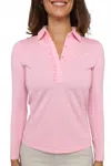Golftini Long Sleeve Ruffle Polo In Light Pink In Pink