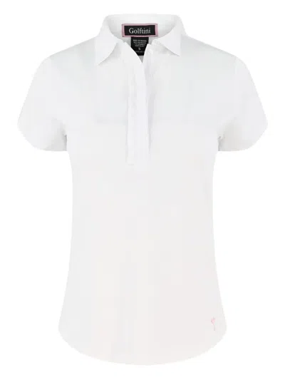 Golftini Ruffle-detail Short-sleeved Polo Shirt In White