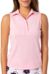 Golftini Sleeveless Ruffle Polo In Light Pink In Pink