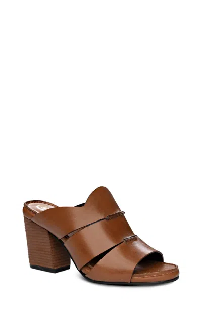 Golo Seamingly Leather Strapped Heel Sandal In Cognac Leather In Brown