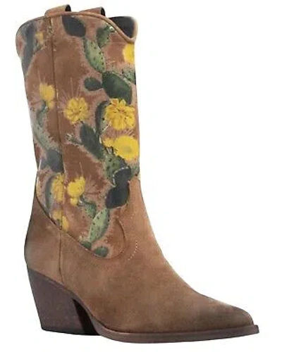 Pre-owned Golo Shoes Women's Cactus Graphic Western Boot - Pointed Toe - Cactus-dromedary In Beige
