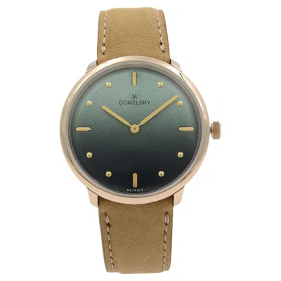 Pre-owned Gomelsky Audrey 6 Gold Tone Steel Green Dial Quartz Ladies Watch G0120147279