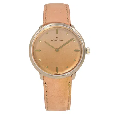 Pre-owned Gomelsky Audrey 6 Gold Tone Steel Tan Dial Quartz Ladies Watch G0120147278 In Brown