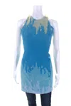 Gomez Gracia Womens Blue Ombre Open Back Crew Neck Sleeveless Blouse Top In Blue