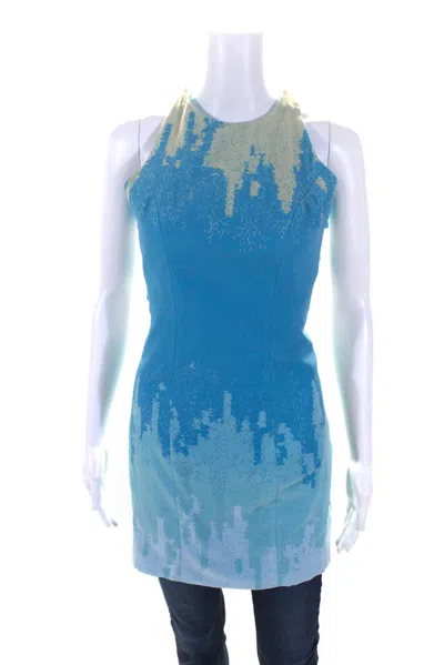 Gomez Gracia Womens Blue Ombre Open Back Crew Neck Sleeveless Blouse Top