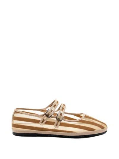 Gondolina Lido Striped Ballet Flats In Brown