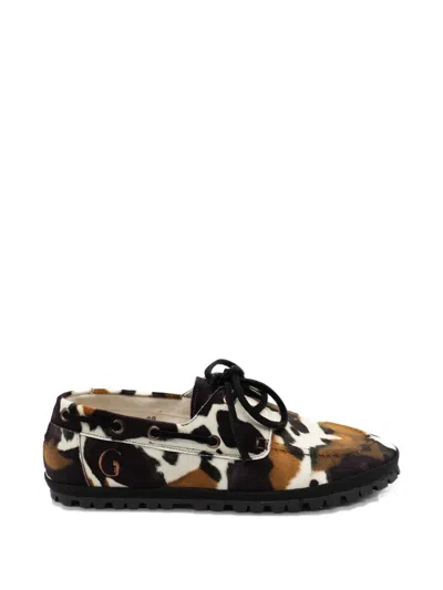 Gondolina Rodeo Cow-print Boat Shoes In Animal Print