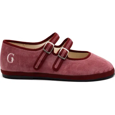 Gondolina Shoes Petal Double Strap Mary Jane Flats In Burgundy