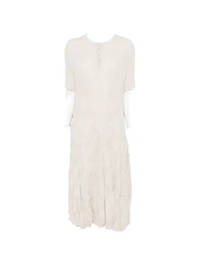 Gongdid Design Crinkled Short-sleeve Midi Dress In Neutral