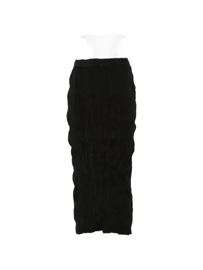 Gongdid Design Crinkled-finish Elasticated-waist Midi Skirt In Black