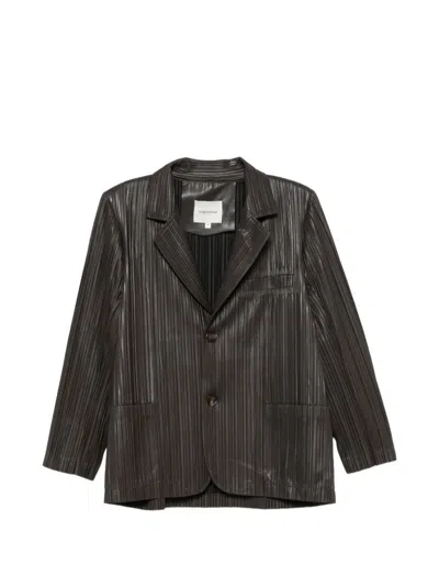 Gongdid Design Faux Leather Blazer In Brown