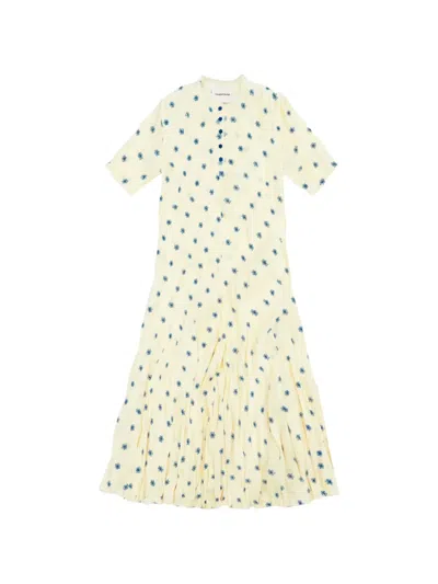 Gongdid Design Floral Dress In Yellow