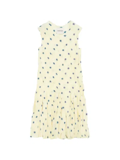 Gongdid Design Floral Midi Dress In Yellow