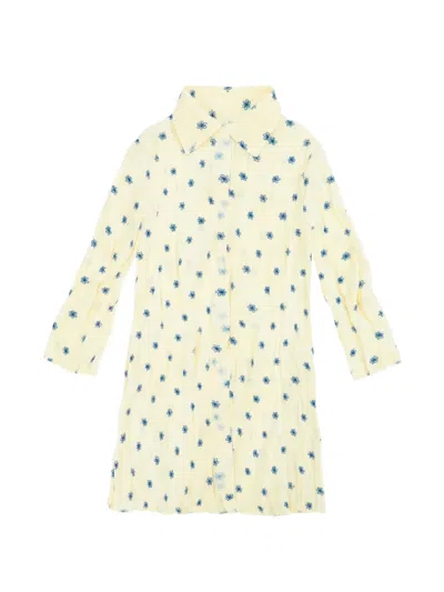 Gongdid Design Floral Pleated Shirt-dress In Yellow