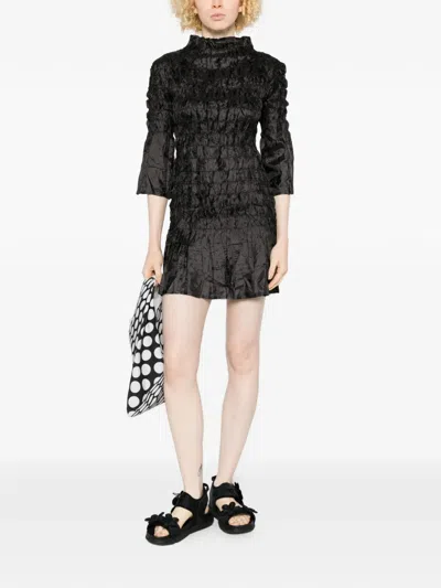 Gongdid Design Funnel-neck Mini Dress In Black