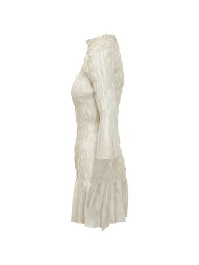 Gongdid Design Gd222 Pleated Bell-sleeve Mini Dress In Multi