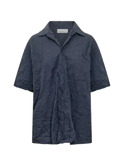 Gongdid Design Hand-pleated Crinkled Shirt In Blue