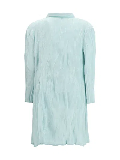 Gongdid Design Heat-set Pleated Shirt Dress In Mint