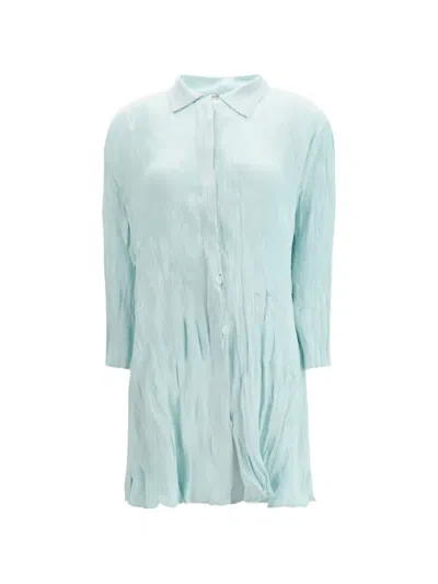 Gongdid Design Long-sleeve Mini Dress In Blue