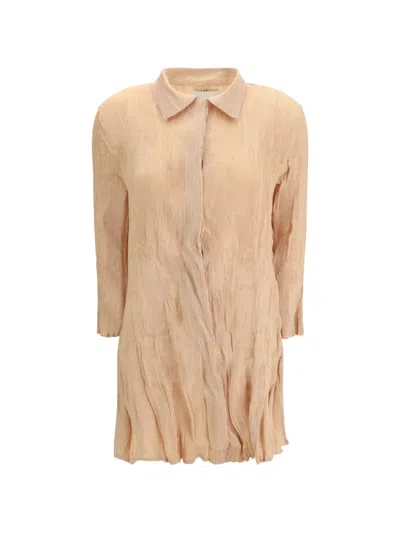 Gongdid Design Long-sleeve Mini Dress In Orange