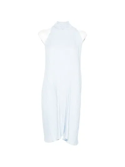 Gongdid Design Pleated Halterneck Dress In Blue