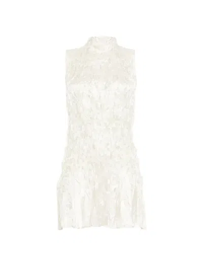 Gongdid Design Pleated Mini Dress In White