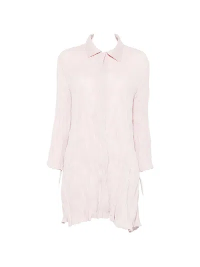 Gongdid Design Pleated Mini Shirt Dress In Neutral