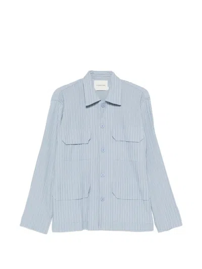Gongdid Design Pleated Pocket Shirt In Blue