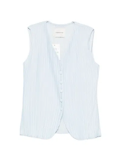 Gongdid Design Pleated Waistcoat In Blue
