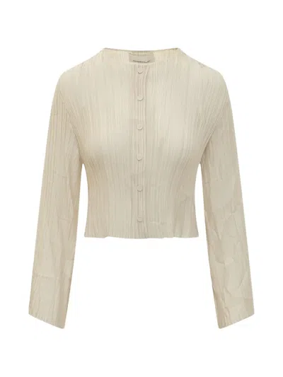 Gongdid Design Plissé-effect Button-up Cardigan In Neutral