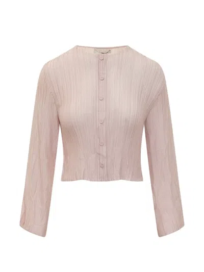 Gongdid Design Plissé-effect Cropped Cardigan In Brown