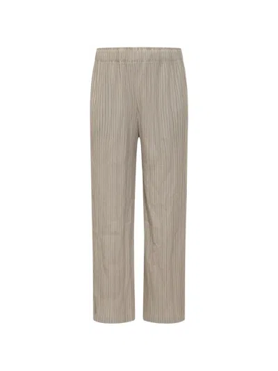 Gongdid Design Plissé-effect Striped Trousers In Neutral