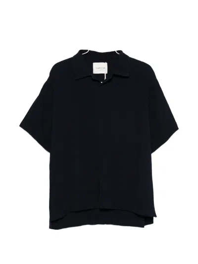 Gongdid Design Polo-collar T-shirt In Black