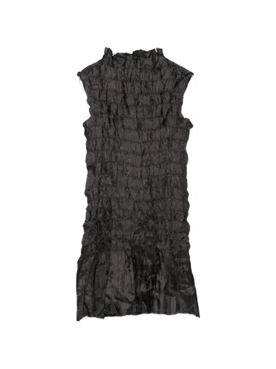 Gongdid Design Ruffled Textured Mini Dress In Black