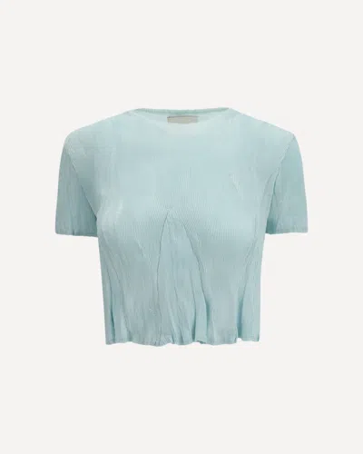 Gongdid Design Short-sleeved Pleated Top In Blue