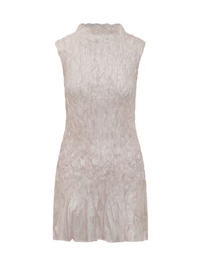 Gongdid Design Sleeveless High Neck Mini Dress In Neutral